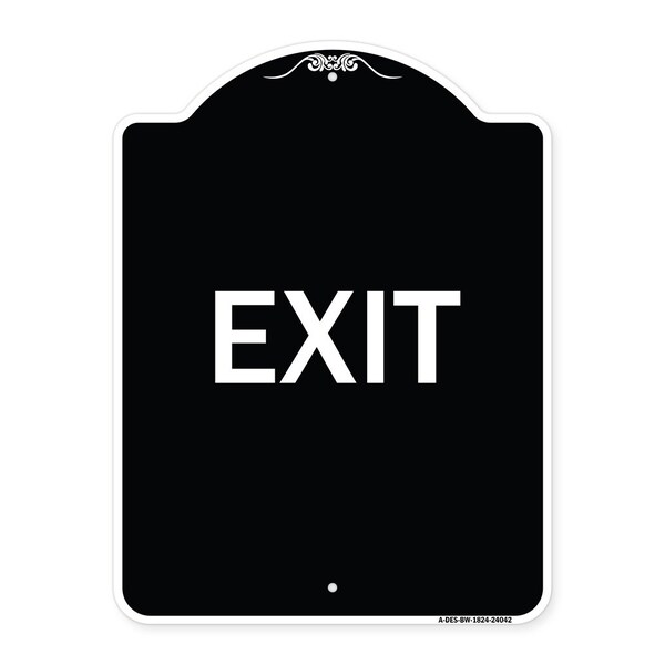Designer Series Sign-Exit 1, Black & White Heavy-Gauge Aluminum Sign, 24" H, 18" L, BW-1824-24042